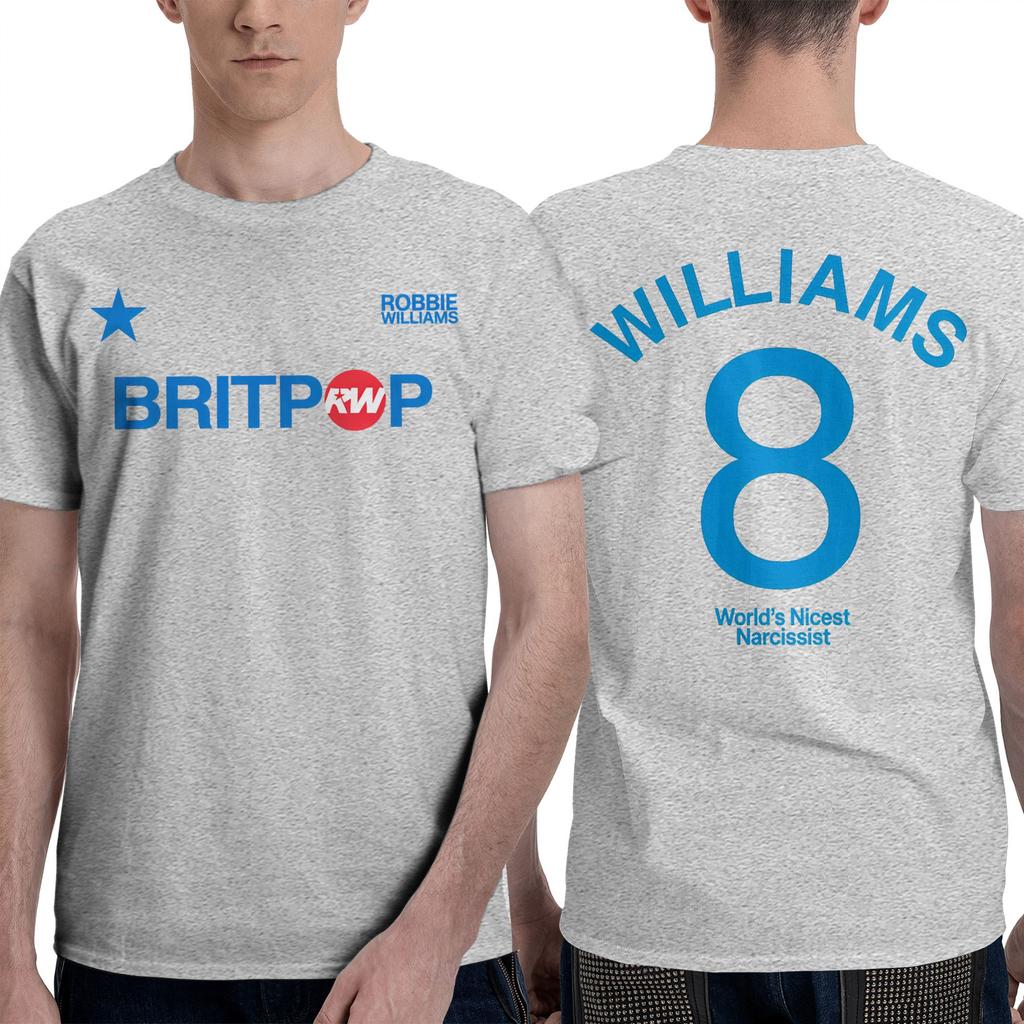 Αστεία μπλουζάκια Robbie Williams Britpop Tour 2025 για άνδρες με στρογγυλή λαιμόκοψη και 100% βαμβάκι, κοντομάνικο μπλουζάκι, μεγάλα μεγέθη, ρούχα
