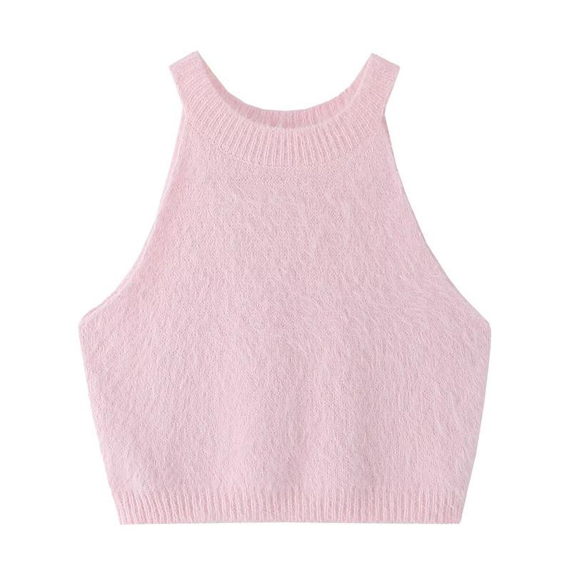 

Sweet & Spicy Faux Mink Knit Vest Top with High-Waisted Pants and Shorts Set M