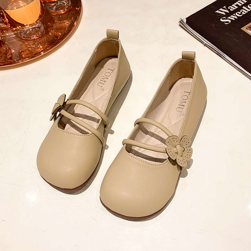 Mary Jane shoes women's summer 2025 new French single shoes spring and autumn soft-soled sandals flat-soled beanie pregnant women small leather shoes