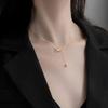 High-End Diamond Double Ring Tassel Necklace for Women - Simple, Fashionable Clavicle Chain