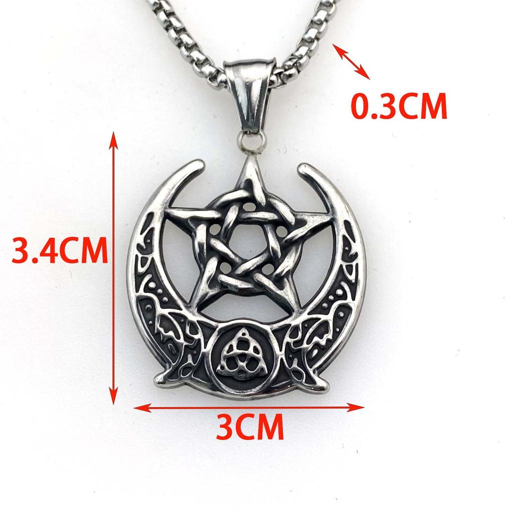 Simple Fashion Minimalist Crescent Moon Five-Pointed Star Roman Pendant Necklace Personalized Regular Couple Sweater Chain