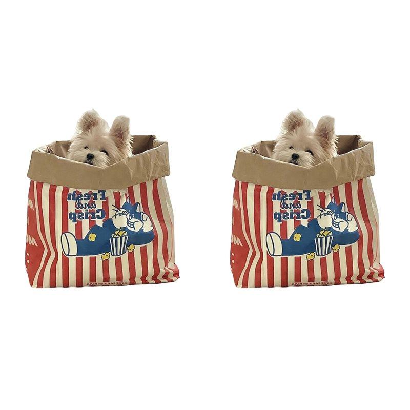 ABBP-2X Pet Cats And Dogs Kraft Paper Popcorn Paper Bag Puzzle Decompression Funny Cats And Dogs