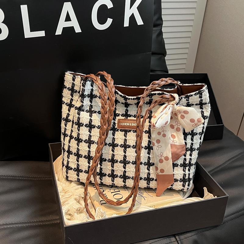 

Вместительная сумка-тоут женская сумка новая клетчатая сумка через плечо «тысяча птиц» универсальная сумка для покупок для поездок на работу single package коричневый