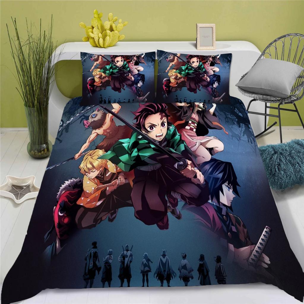 Children Coton D-Demon Slayer Soft Duvet Cover Polyester Set kimetsu no yaiba Beding Adorable Lovely Printed Carton Comfortable Quilt Cover Premium