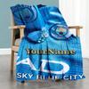Manchester City Personalized Text Blanket Cozy Customizable Blanket Warmthful Decor Throw For Office Chair Bed Livingroom Office Four Seasons Universa