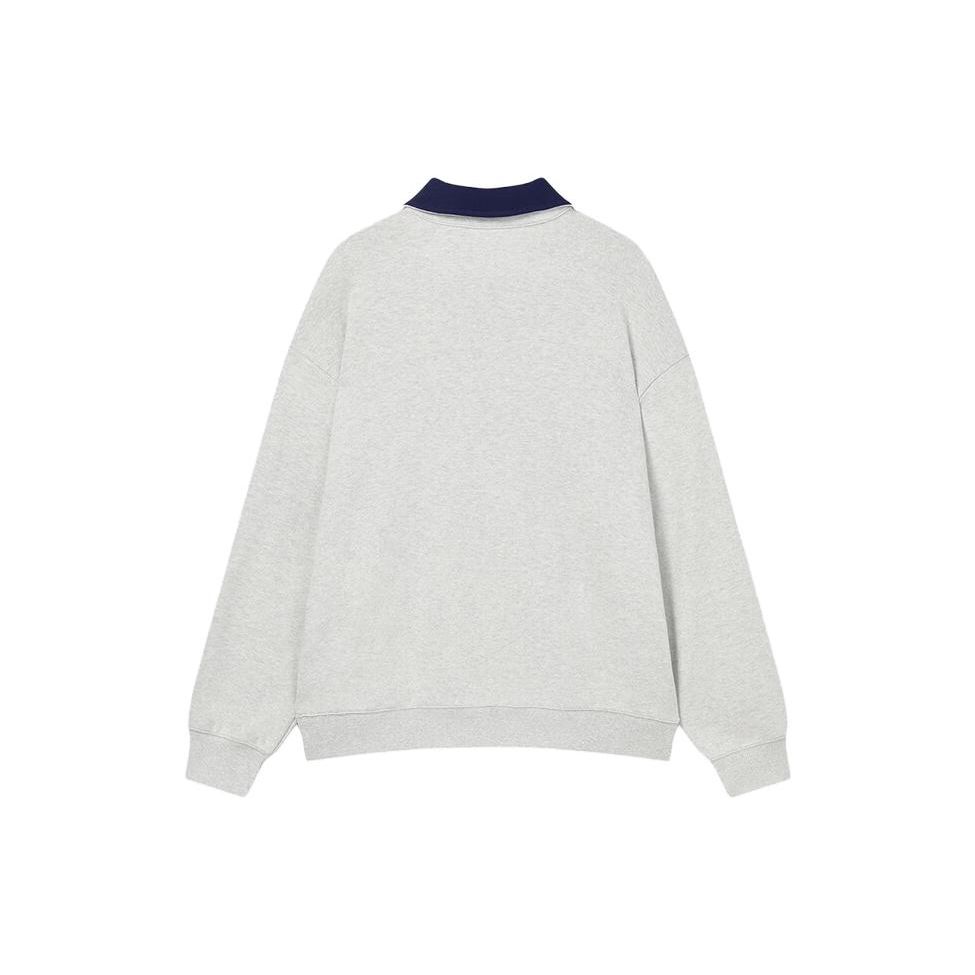 Fila Fleece Pullover Sweatshirt With Letter Print Unisex Sweatshirts Ivory Heather-Gray F11U339201FMG