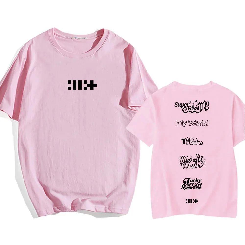 2024 New ILLIT Kpop Band T-shirt Super Real Me Letter Print T-shirt Hip Hop Street Wear Summer Women T-shirt Cotton Comfortable