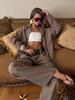 Retro atmosphere casual two-piece set, loose oversize lapel shirt high waist drop wide leg trousers