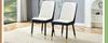 Set of 2 Modern Dining Chairs with PU Leather Backrest in Black-White Combination and Black Metal Legs.