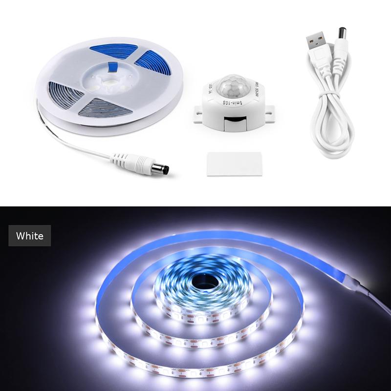 

USB 5V PIR датчик движения светодиодная лента водонепроницаемая под кроватью ночник датчик лампа для комнаты кухонный шкаф подсветка 1M-USB