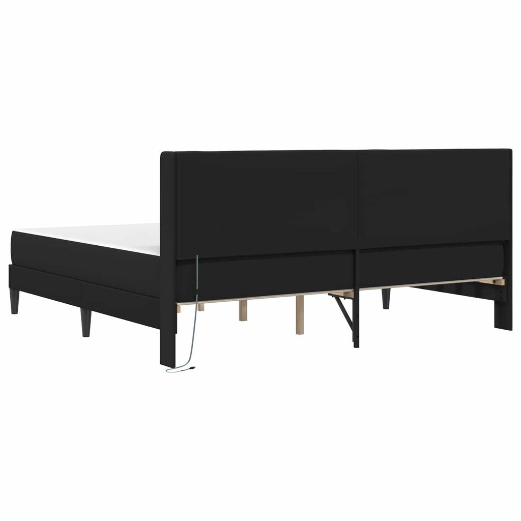 Bed Frame with Mattress Black 180 X 200 Cm Faux Leather