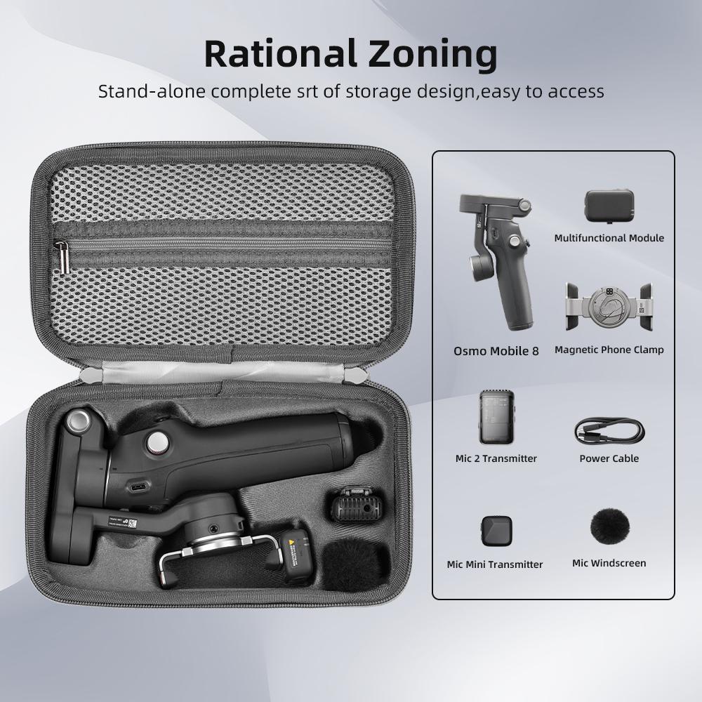 BRDRC OM 8 Carrying Case Portable Bag for Osmo Mobile 8 Phone Gimbal Accessories Travel Storage Bag Hardbag With Hand Rope