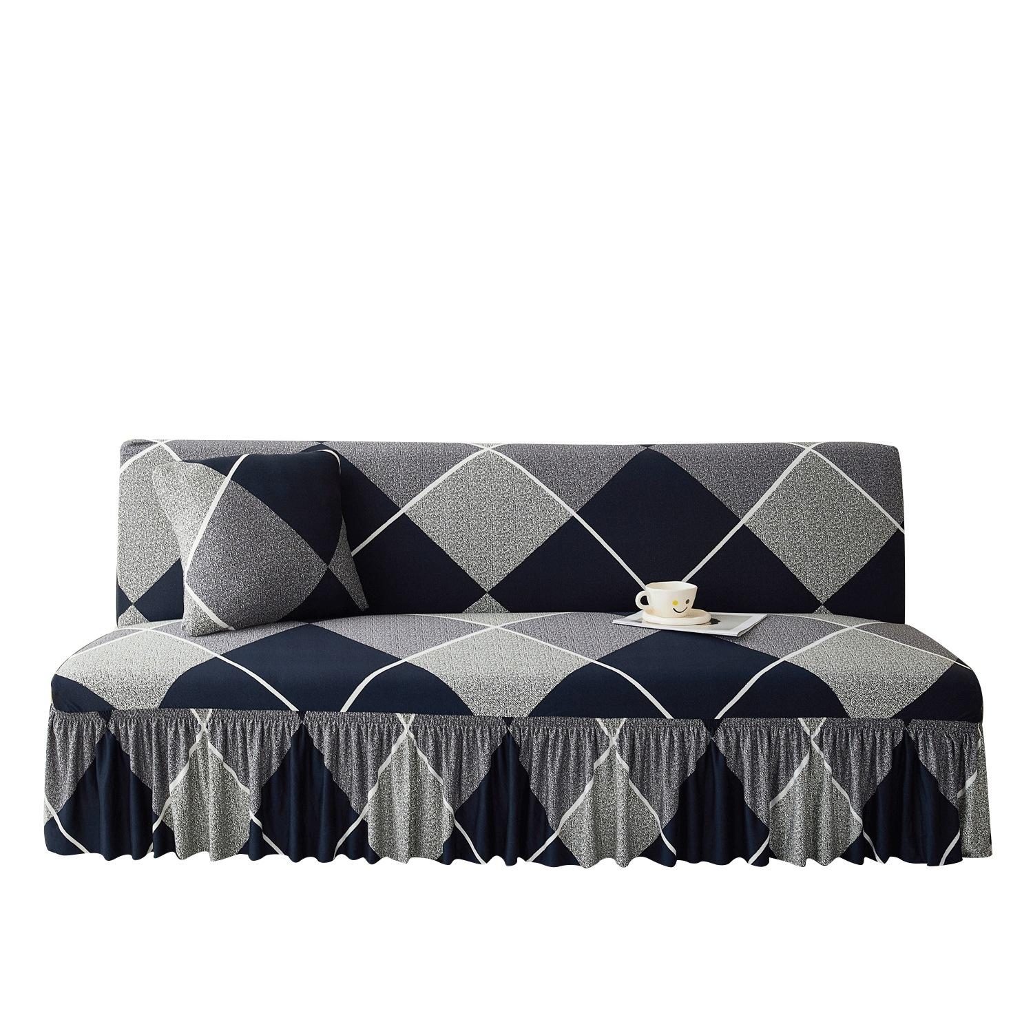 Simple Printed Sofa Bed Cover Elastic All-inclusive No Armrests Simple Folding Sofa Cover Universal Small (without handrails) 120-150cm