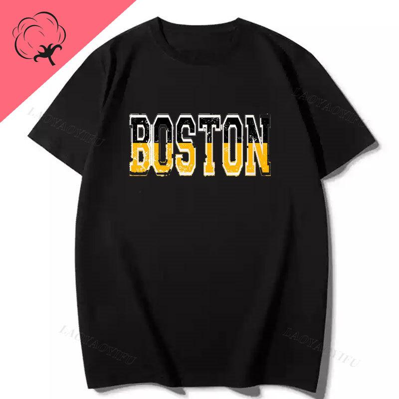 Camiseta Hombre Vintage Style Casual Loose Short Sleeve Boston Basketball Tshirt Cotton Graphic T Shirts Streeweat Clothes