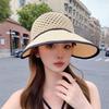 Tom topp solskydd bucket hat sommar stor brätte visar litet ansikte kan knyta hästsvans solhatt utomhus strand solhatt