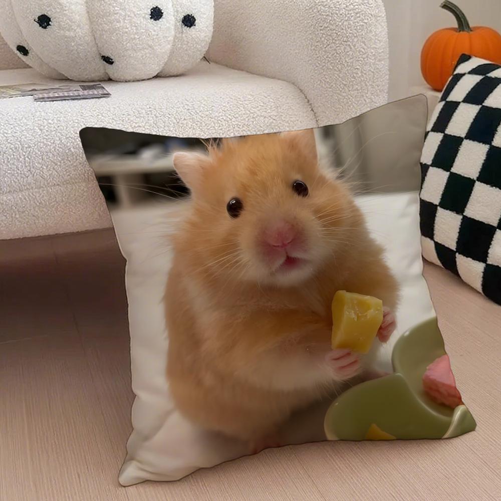 Hilarious Funny Hamster Meme Cute Art Cushion Cover Throw Pillow Cover Hidden Button Durable Polyester Chair Cushion