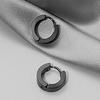 4 Pairs Mens Black Round Disc Huggie Hoop Stud Earrings Stainless Steel Faux Gauges Ear Tunnel Piercing Hypoallergenic Jewelry