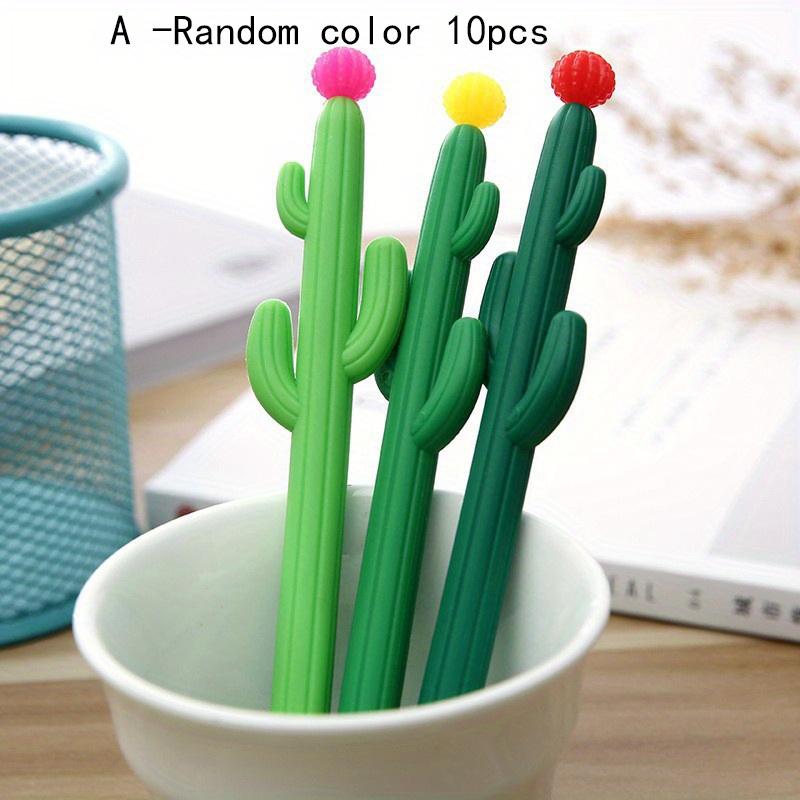 

Возвращение в школу, 10 шт. 0,5 мм креативная ручка в форме кактуса с тремя лезвиями, нейтральная ручка для подписи растений, черная ручка для офиса, канцелярские принадлежности для студентов A -Random color 10pcs
