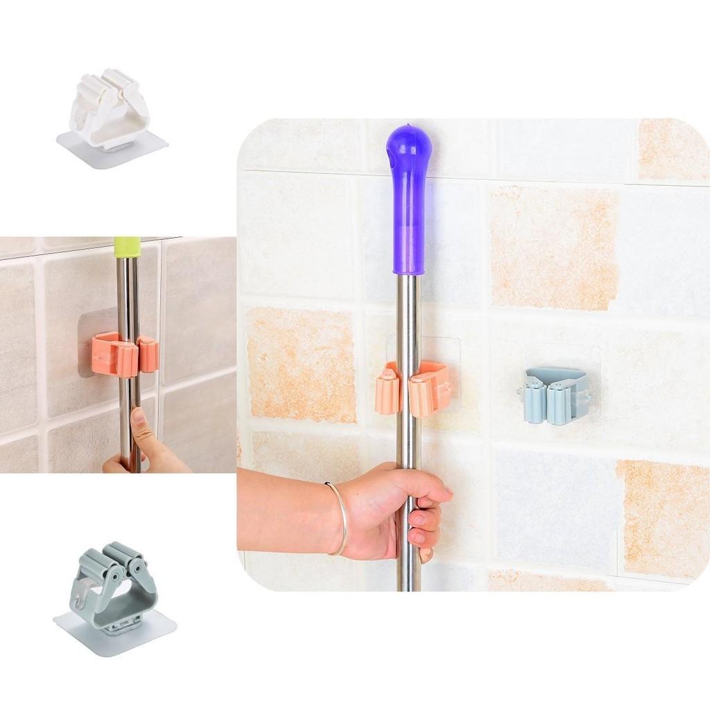 Stylish Wall Mounted Mop Organizer Holder With Sturdy Storage Rack For Kitchen Tools