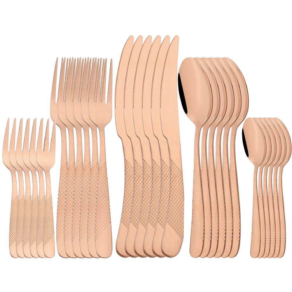 30Pcs Fashion Golden Dinnerware Set High Quality Stainless Steel Cutlery Set Dinner Knife Fork Silverware Flatware Set