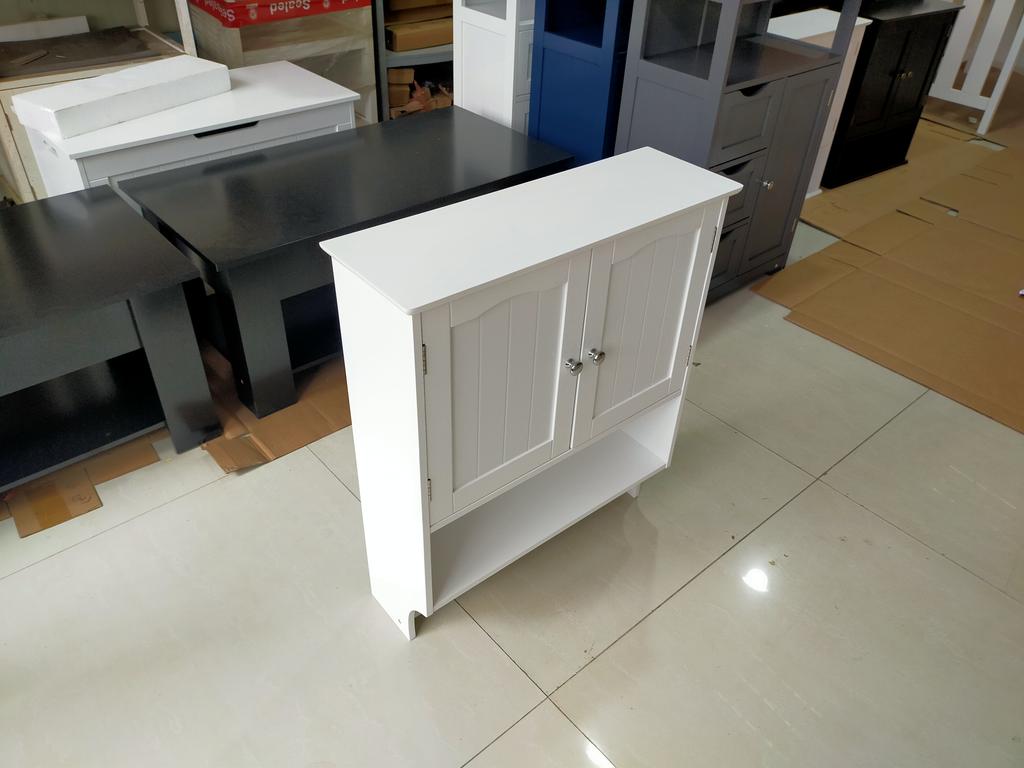 Mobile da Bagno Bianco Porta Asciugamani da Parete, Armadietto Medico da Bagno con 2 Ripiani Regolabili, Adatto per Lavanderia, Cucina, Bagno
