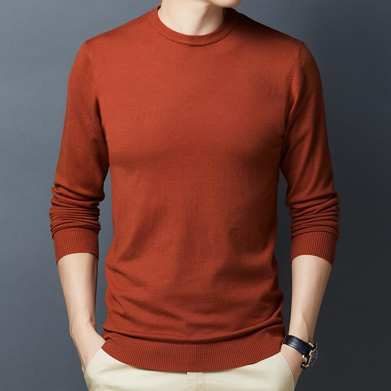 Dünner Pullover mittleren Alters Herren Rundhals Langarm-T-Shirt Pullover Trendy Frühling und Herbst Jugendpullover Herren Wollpullover