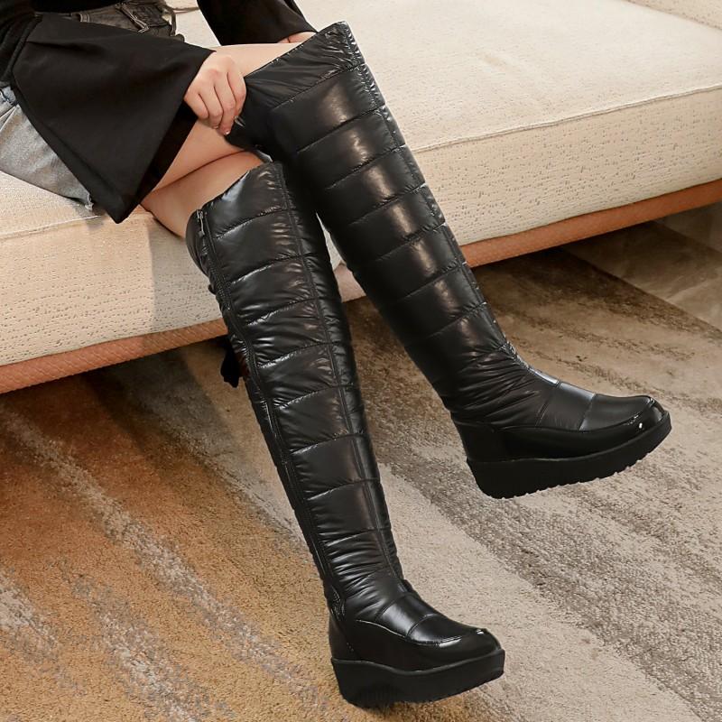 Hot Warm Snow Boots Women Winter Shoes Black Down Over Knee High Boots Female Waterproof Casual Warm Fur Plush Long Boot Mother