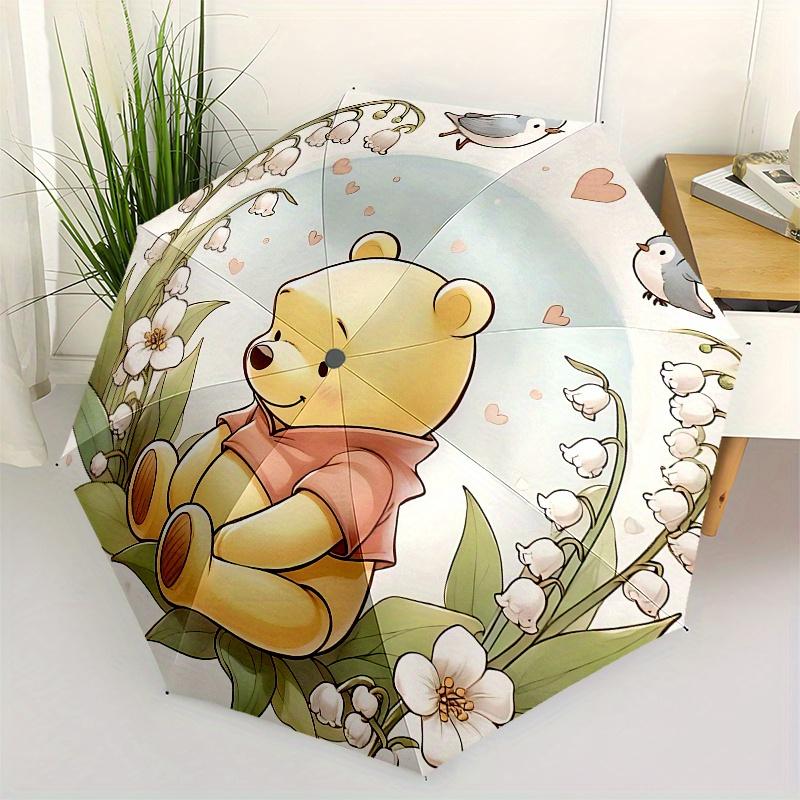 

Winnie-the-Pooh, Illustration Automatic Opening and Closing Umbrella - 8 Ribs Portable Folding Umbrella with Plastic Handle, Suitable for Le