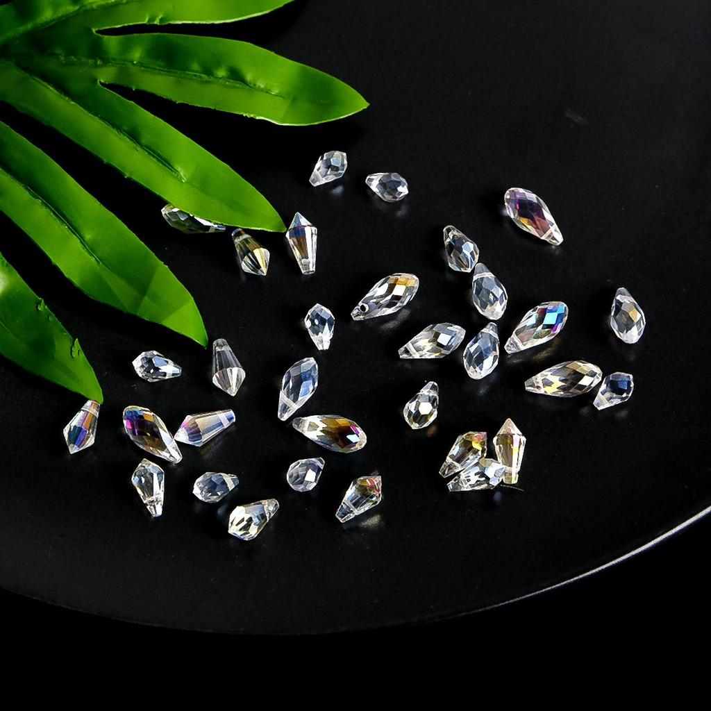 10Pcs Transparent Crystal Glass Pendants Water Drop Shape Loose Beads For Jewelry Decoration Making DIY Hair Stick Bracelet Necklace Earring
