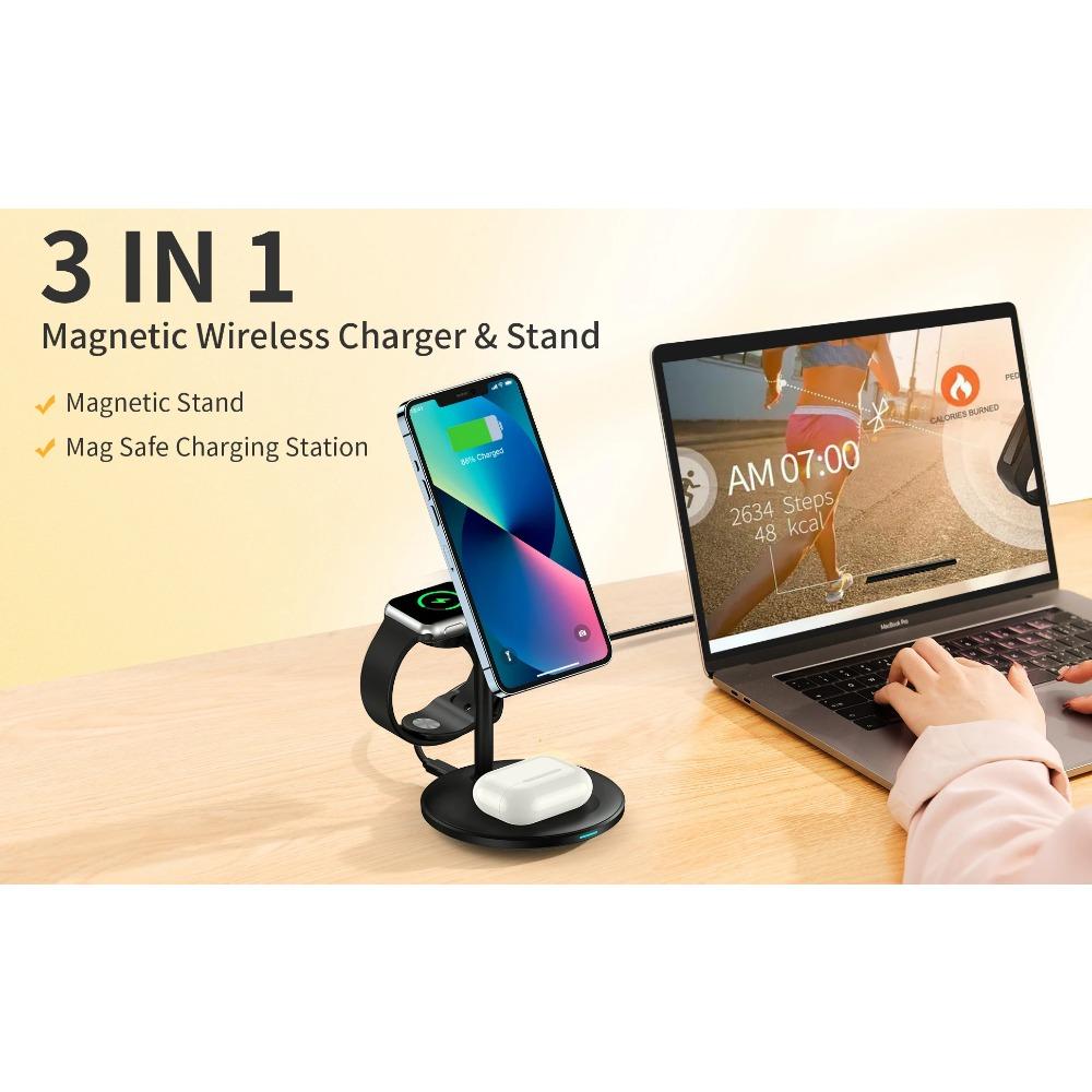 Choetech T585-F 3-in-1 Magnetic Wireless Charger Station for iPhone 12/13/14/15