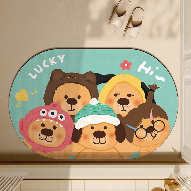 Badezimmer-Fußmatten mit starker Wasseraufnahme und schnell trocknendem Diatomeenerde-Material, rutschfest, Cartoon-Toilette, Toilettentür, Anti-Sturz-Fußmatte