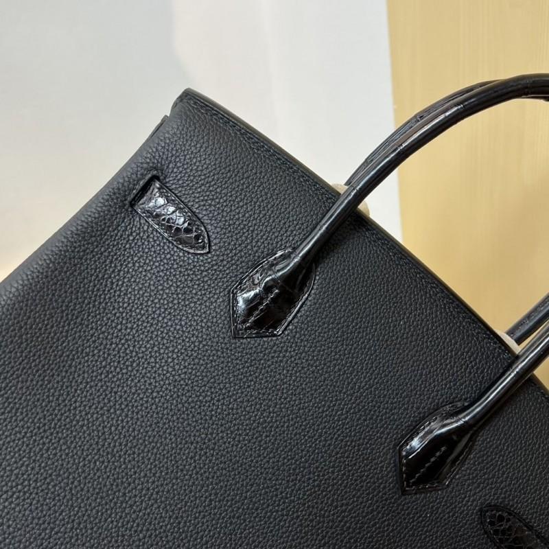 Yi Jinyuan 2023 Silver Button Alligator Pattern Stitching Cowhide Platinum Women's Handbag Gold Lady Bag