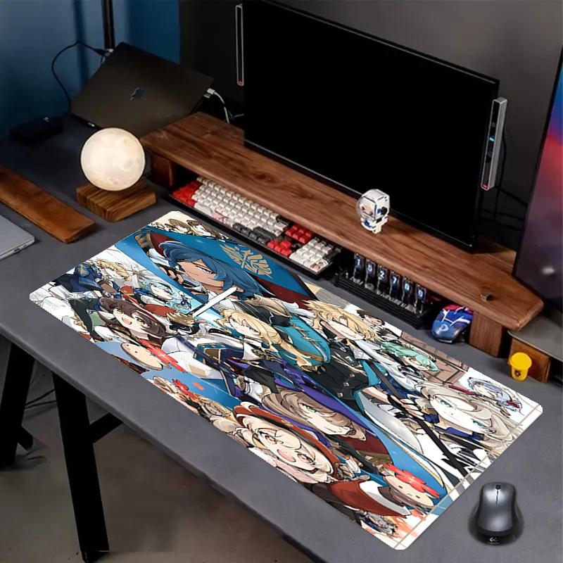 Genshin Impact Druck Mauspads, Anti-Rutsch Desktop Tastaturmatte, für PC Laptop Gaming Arbeiten Tägliche Nutzung, Cooles Festival Überraschungsgeschenk