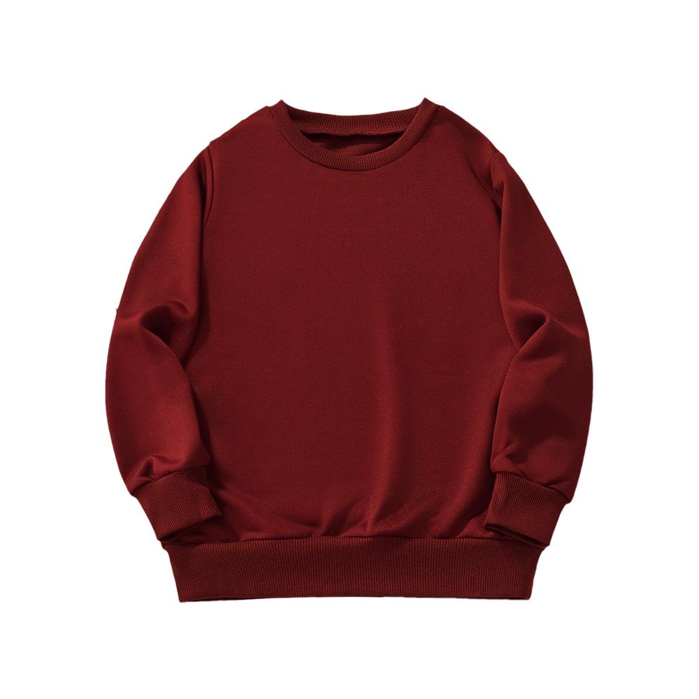 Euro-American Kids' Solid Color Long-Sleeve Autumn/Winter Sweatshirt – Customizable Basic Pullover