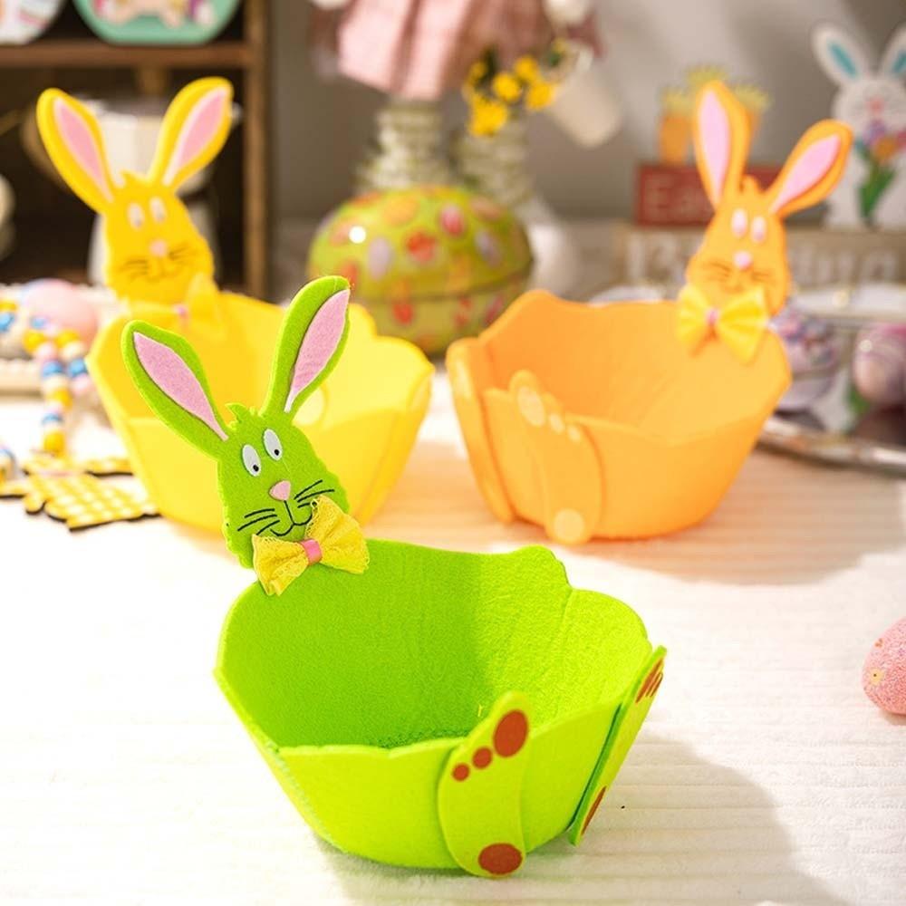 Jewelry Organizer Metal Rabbit Candy Box Exquisite Cut Felt Bunny Basket Small Portable Easter Storage Case Children Gifts