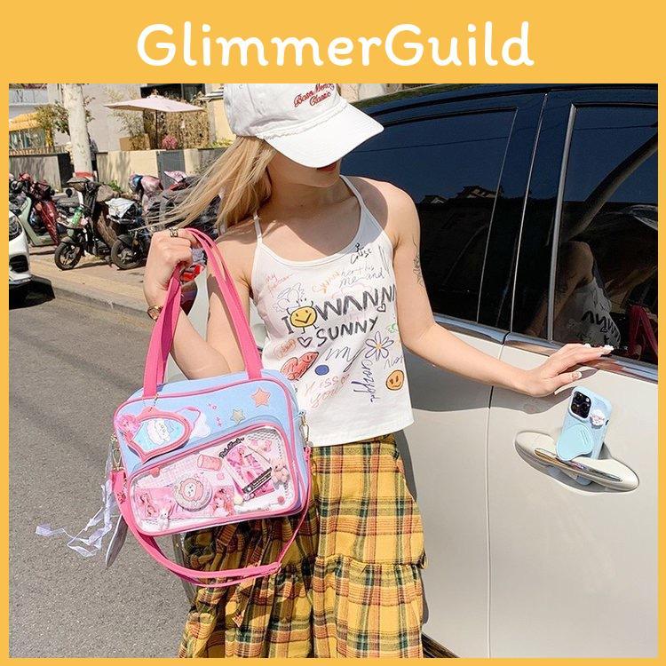 Bone Blocking Color Heart Decor Women Casual Single Shoulder Square Bag Itabag