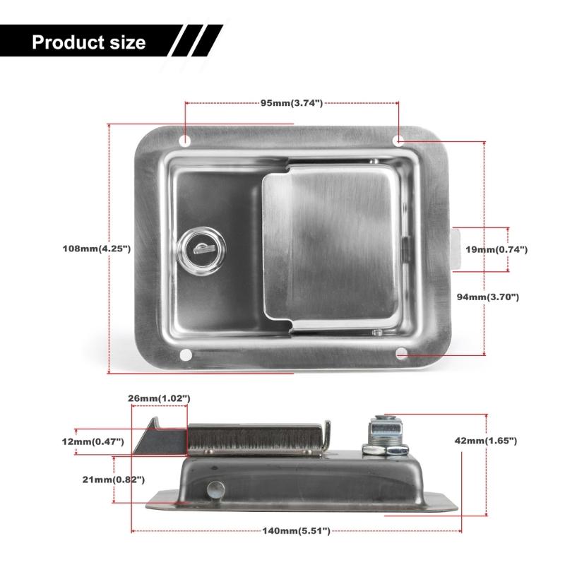 Edelstahl-Anhänger-Werkzeugkasten-Griffriegel mit Schloss, hochglanzpolierte Werkzeugkasten-Riegel, Paddelschloss, 6 x 4 Zoll, mit 2 Schlüsseln