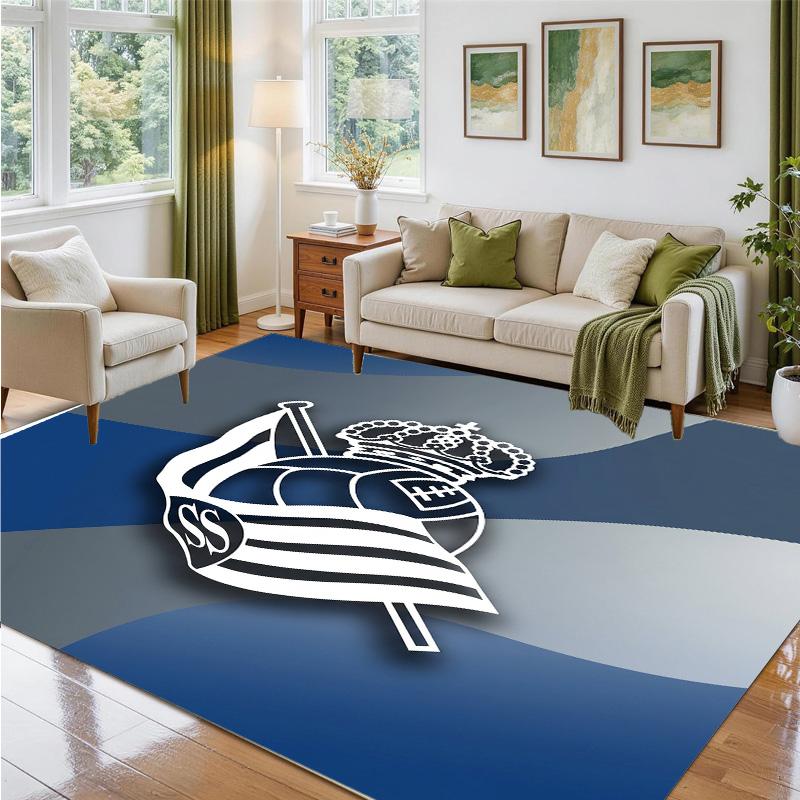 Real Sociedad FC Design Crystal Velvet Rug Soft Decorative Mat for Bedroom Entrance