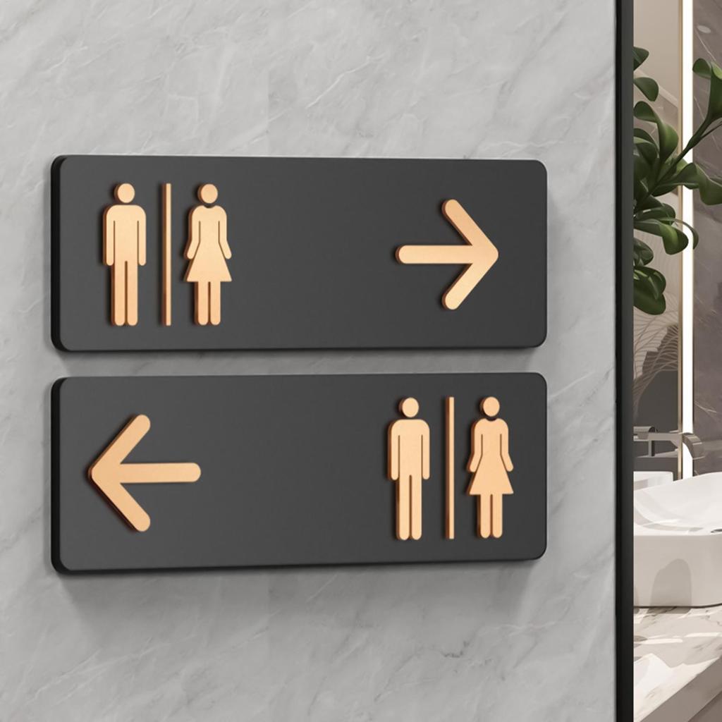 Bathroom Sign Acrylic Restroom Directional Sign Adhesive Toilet Signage for Business Home Office Restaurant Laundry Shopping