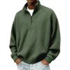 Men's Vintage Check Textured Zip Sweatshirt Stand Collar Long Sleeve Casual Pullover