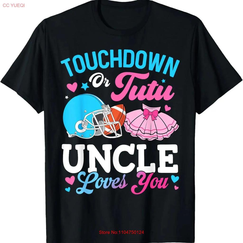 Touchdown or Tutu Uncle Loves You Gender Reveal Family T Shirt for Dad Mom Vintage Washed Graphic Casual Comfortable Fashion