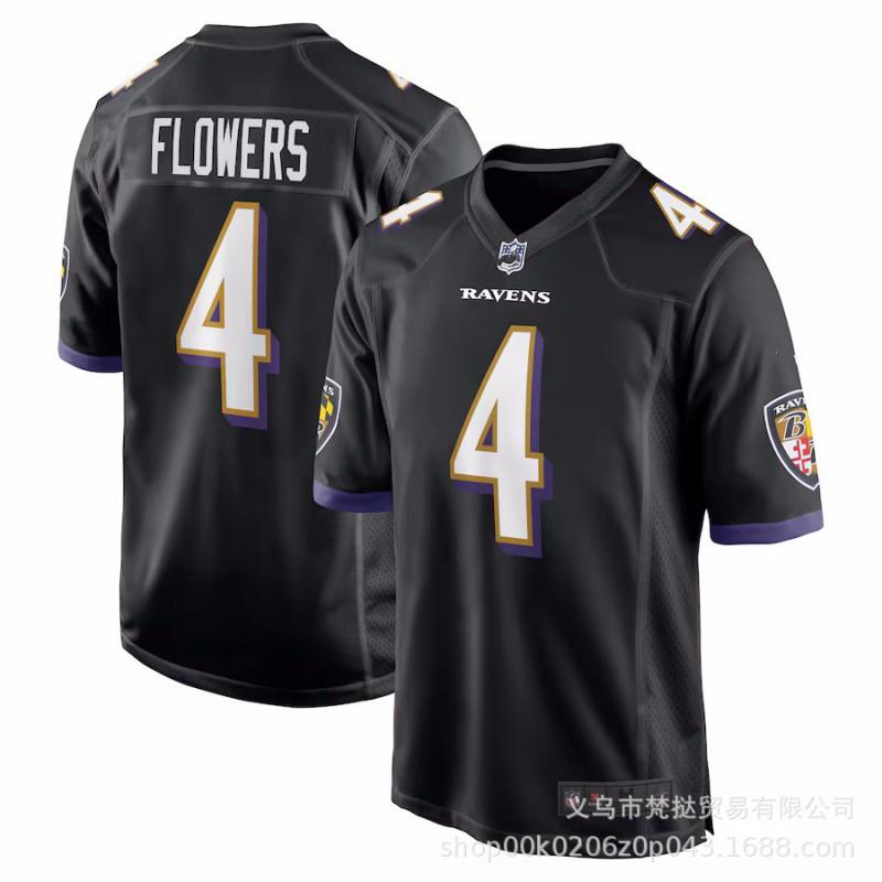 Camiseta NFL Baltimore Ravens para Hombre 8 Lamar Jackson 14 Marquise Brown Morado Blanco Negro Mezcla de Algodón Manga Corta Cuello en V Fanático del Deporte