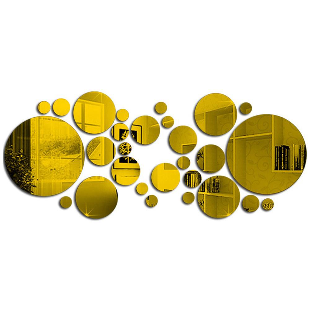 26/32-Piece Round Mirror Wall Stickers - 3D Decorative Set: Small and Large Circles, Large Circle 15cm