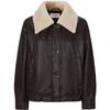JIUZI Vintage Faux Fur & PU Leather Patchwork Down Jacket
