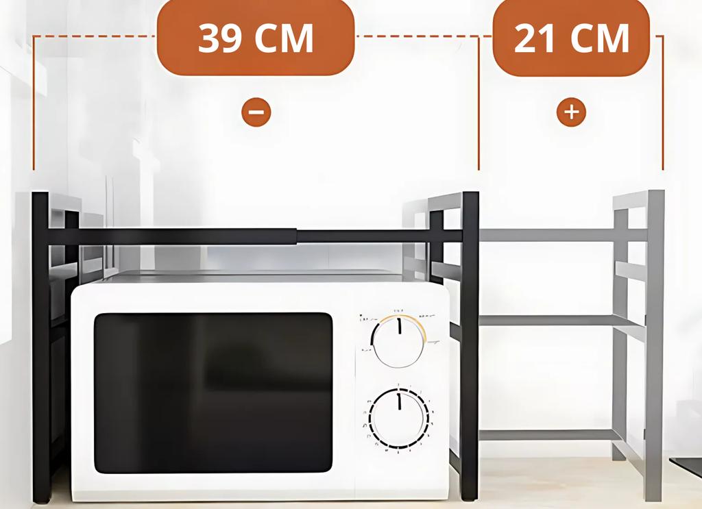 Półka Stojak Nad Mikrofalówkę Z Haczykami Czarna Loft Regulowana [Polkam3]