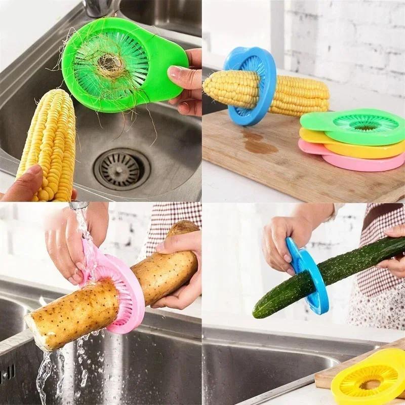 

1 Pcs Fruit Vegetable Cleaner Tools Corn Yam Radish Wash Brush Surface Cleaning Kitchen Gadgets Corn Whisker Cleaning Brush