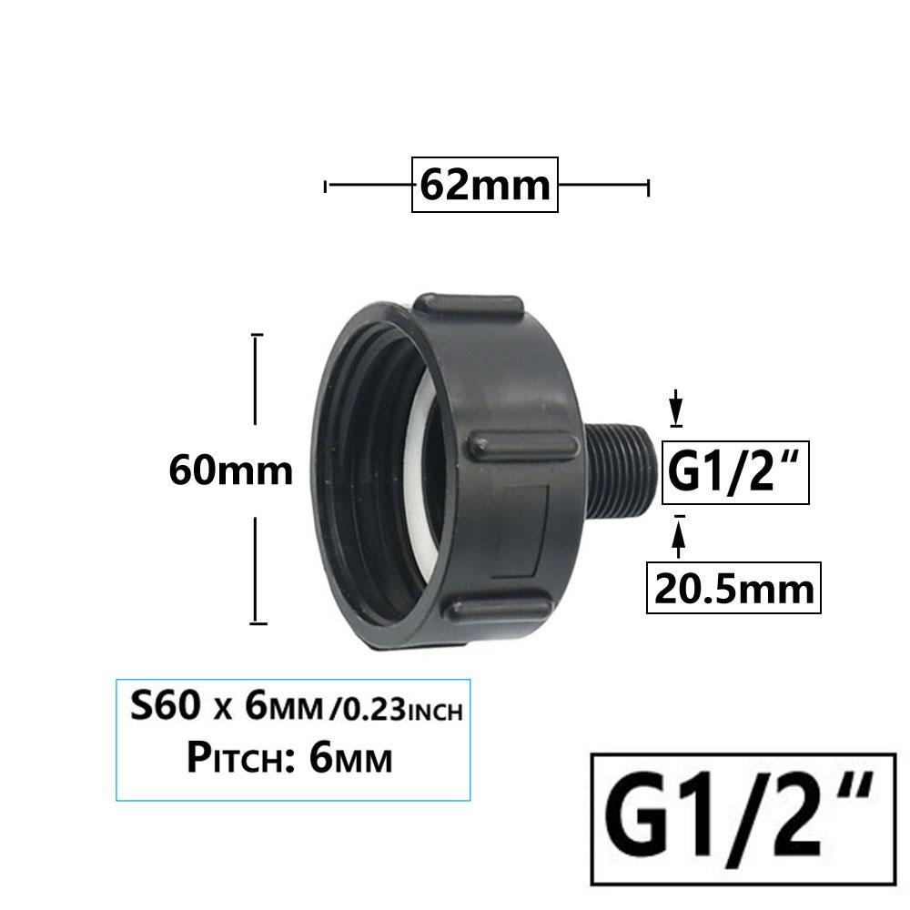IBC Tank Adapter S60 X 1/2" 3/4' 1" 1.5 2" 63/75/80/100mm Thread Connector Ton Barrel Connect 1000 Liter IBC Tank Fitting