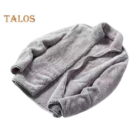 Women Winter Coat Thick Stand Collar Double-sided Fleece Neck Protection Zipper Closure Solid Color Long Sleeves Heat Retention Outdoor Jacket