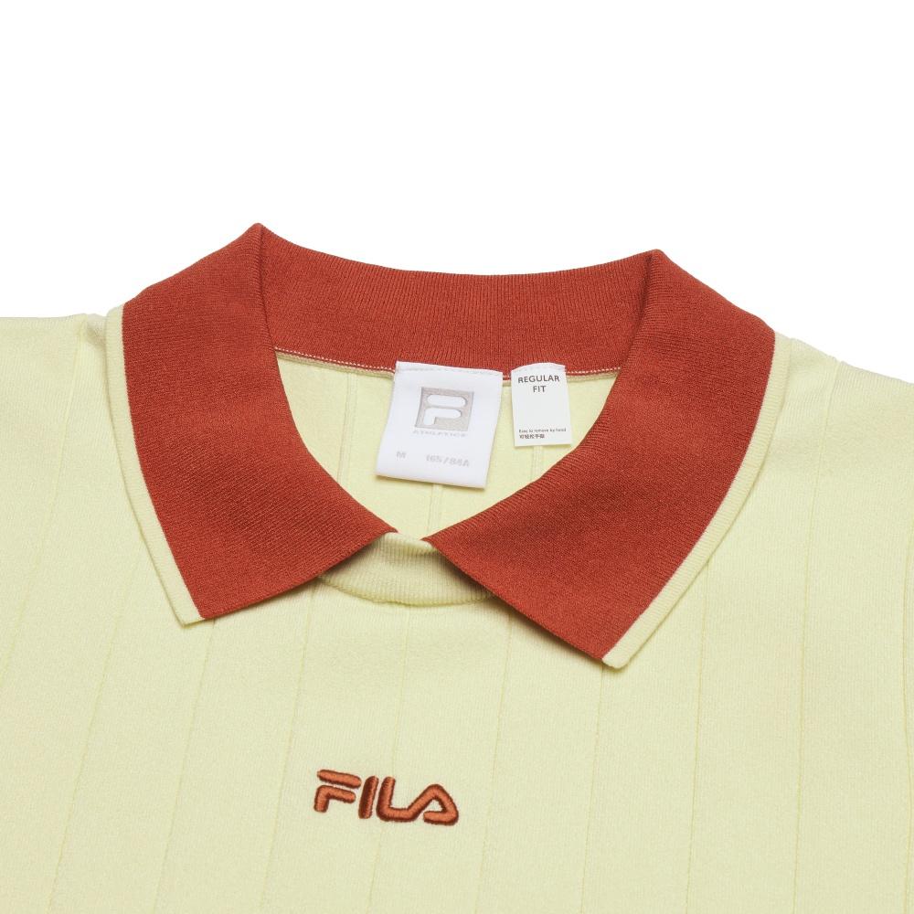 Fila Athletics Tennis Series Casual Color Block Short Sleeve Polo Shirt Women Tops Fluorescent-Green A11W523401F-LG