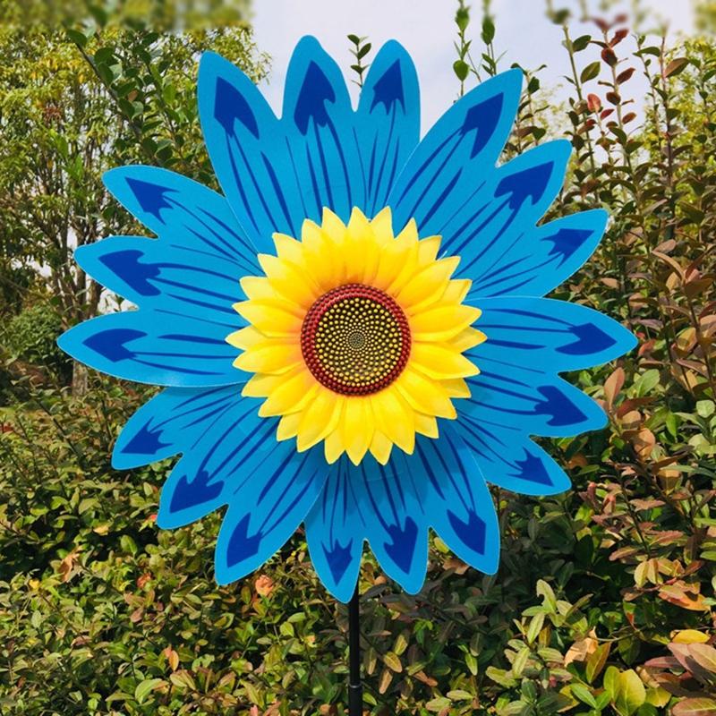Colorful Sunflower Wind Spinner Stake Sunflower Windmill Pinwheel For Lawn Camping Picnic Decor Home Garden Yard Decoration